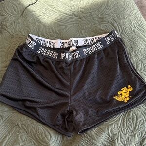 PINK Victoria's Secret Black Athletic Shorts with Gold Detail